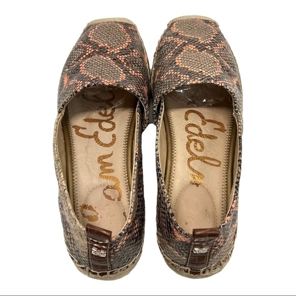 Sam Edelman Khloe Snake Print Leather Espadrille Slip On Flats - Picture 5 of 12